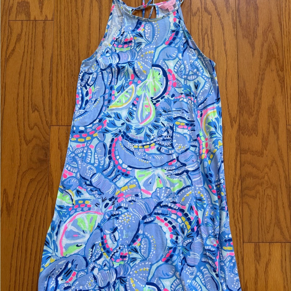 Lilly Pulitzer Blue Lime Vibrant Patterned Dress XXS